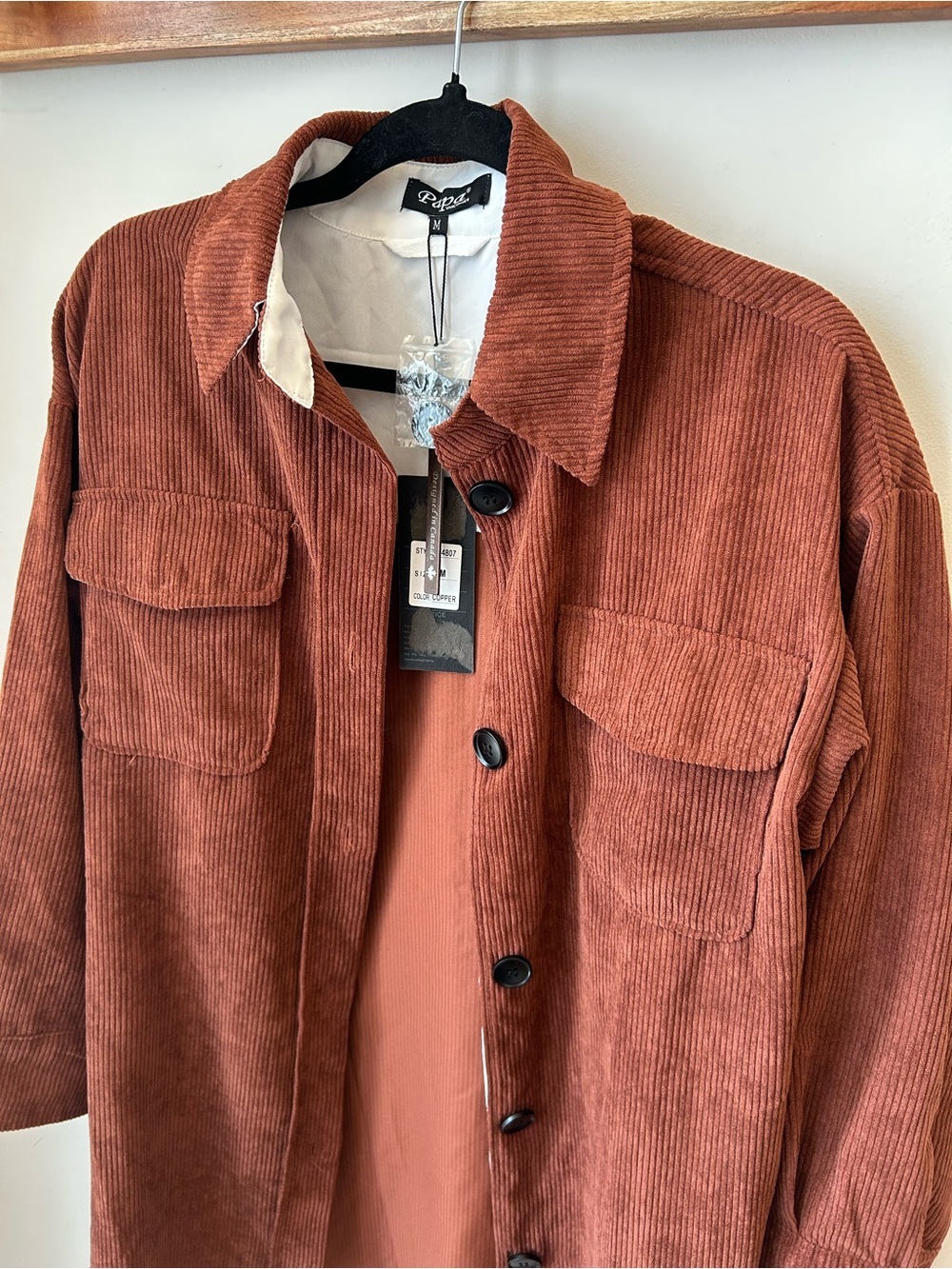 Copper Corduroy Shacket - Coastal Grandma Oversized Dark Academia - Picture 2 of 15